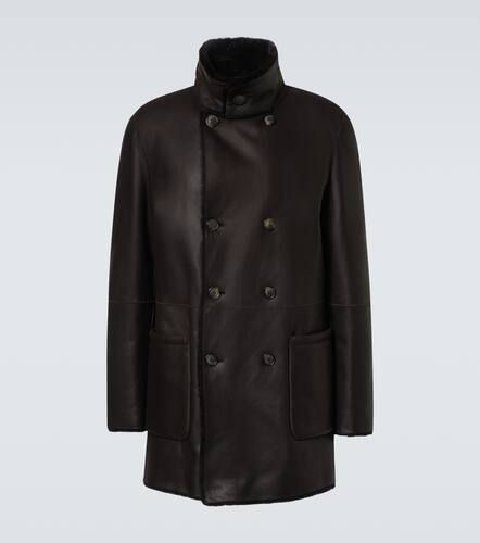 Manteau réversible en shearling et cuir - Giorgio Armani - Modalova