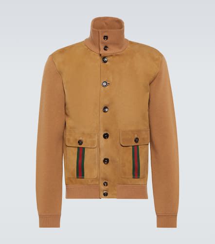 Veste bomber Web Stripe en daim - Gucci - Modalova