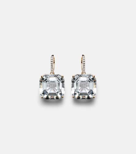 Boucles d'oreilles en or 14 ct, diamants et quartz - Mateo - Modalova