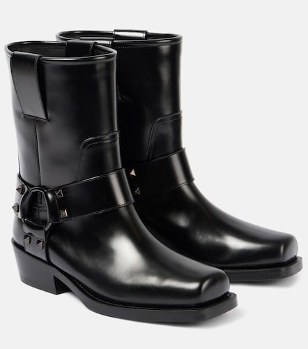 Bottes motardes Rockstud en cuir - Valentino Garavani - Modalova