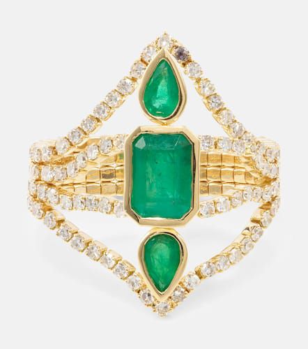 Bague Delicate Deco en or 18 ct, émeraudes et diamants - Shay Jewelry - Modalova