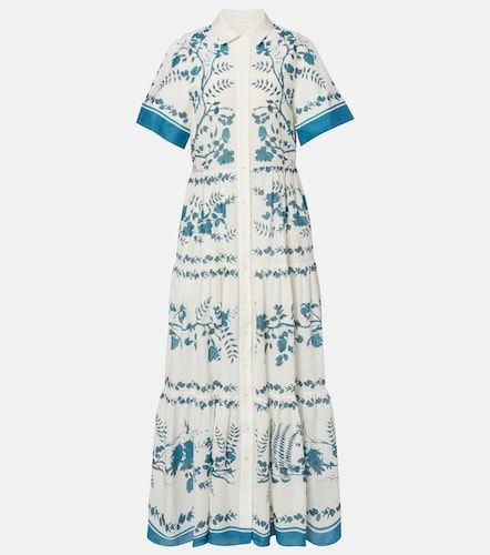 Robe chemise en coton et lin à fleurs - Erdem - Modalova