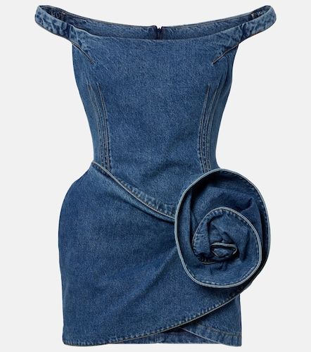 Robe en denim à appliqué floral - Magda Butrym - Modalova