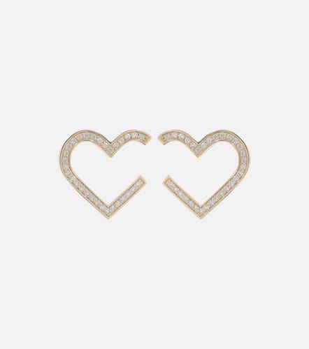 Boucles d'oreilles Heart en or 14 ct et diamants - Sydney Evan - Modalova