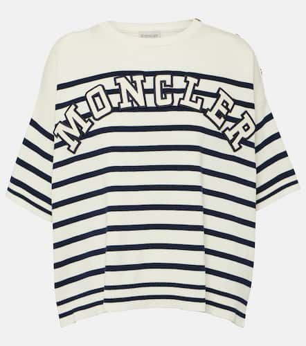 T-shirt rayé en coton à logo - Moncler - Modalova