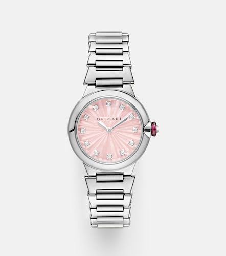 Montre Lvcea 28 mm en acier inoxydable et diamants - Bvlgari - Modalova