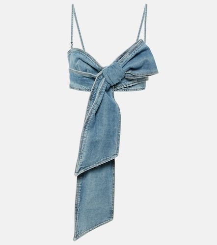 Top court en denim à nœud - Blumarine - Modalova