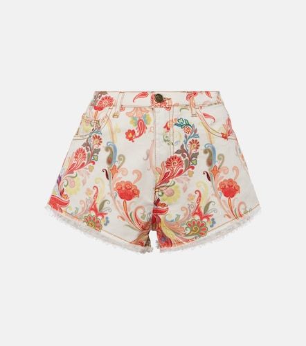 Short en denim à taille mi-haute et motif paisley - Etro - Modalova