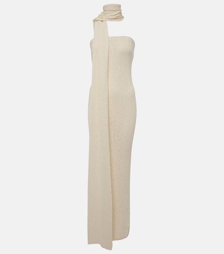 Robe longue en lin et coton à détail foulard - Magda Butrym - Modalova