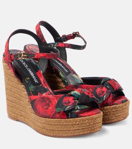 Espadrilles compensées à fleurs - Dolce&Gabbana - Modalova