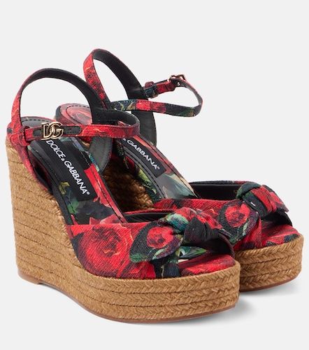 Espadrilles compensées à fleurs - Dolce&Gabbana - Modalova