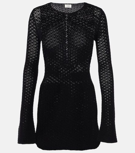 Robe en laine mélangée au crochet - Saint Laurent - Modalova