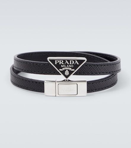 Bracelet en cuir Saffiano à logo - Prada - Modalova