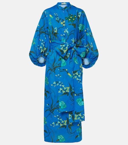 Robe midi en coton et lin à motif floral - Erdem - Modalova