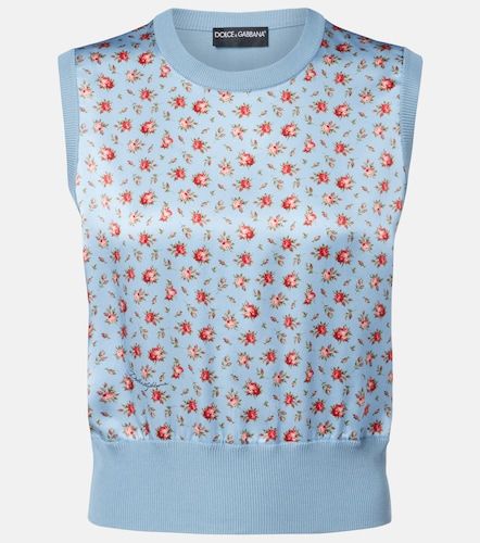 Pull sans manches en soie à fleurs - Dolce&Gabbana - Modalova
