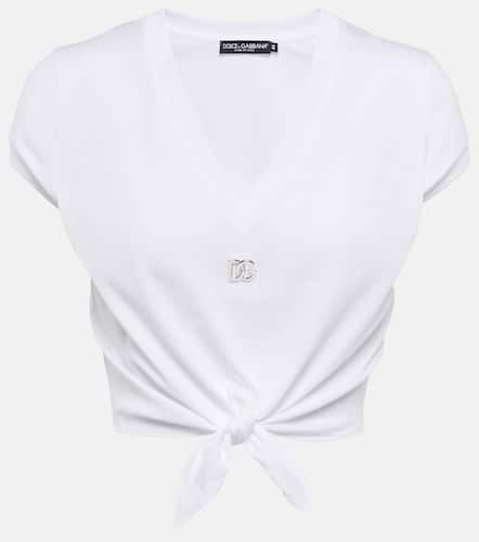 T-shirt raccourci en coton à ornements - Dolce&Gabbana - Modalova