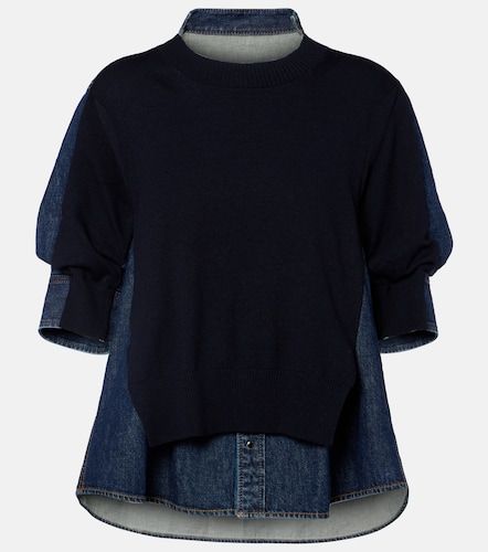 Pull en coton mélangé et denim - Sacai - Modalova