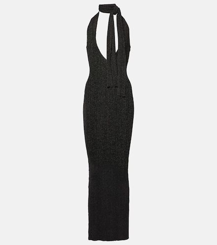 Robe longue en maille métallisée à détail foulard - Aya Muse - Modalova