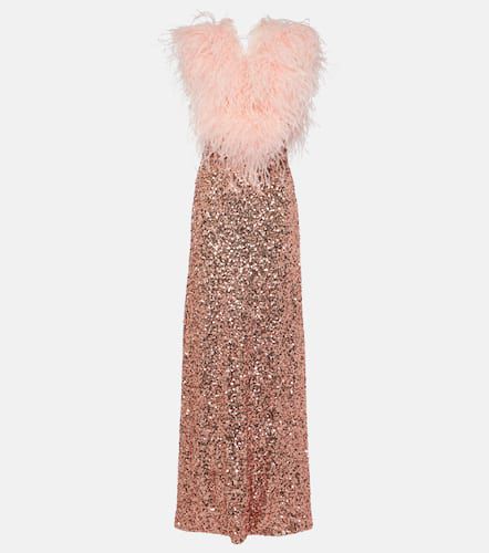 Robe longue à sequins et plumes - Dolce&Gabbana - Modalova