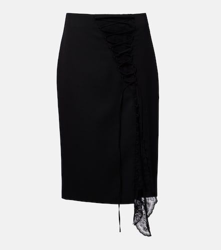 Jupe crayon en laine à dentelle - McQueen - Modalova