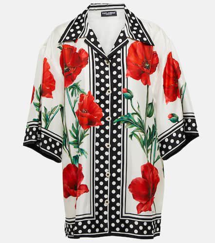 Chemise oversize en soie à fleurs - Dolce&Gabbana - Modalova