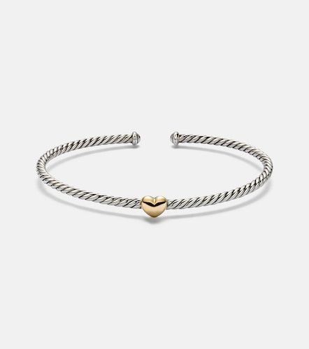 Bracelet Micro Cable Flex® Heart Station en or 14 ct (585/1000) et argent sterling (925) - David Yurman - Modalova