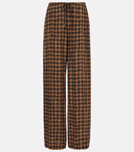 Pantalon droit en satin à motif pied-de-poule - Dries Van Noten - Modalova