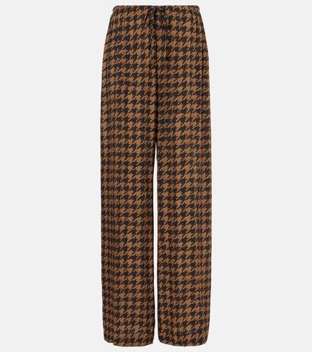 Pantalon droit en satin à motif pied-de-poule - Dries Van Noten - Modalova