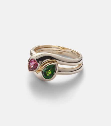 Bague Perfect Pair en or 10 ct, chrome diopside et topaze - Stone and Strand - Modalova