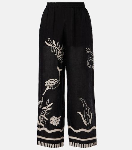 Pantalon ample Octopus brodé en lin - Eres - Modalova