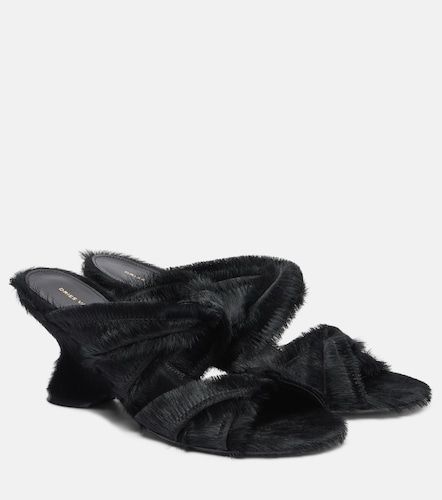 Mules compensées en cuir façon poulain - Dries Van Noten - Modalova