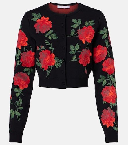 Cardigan court en jacquard à fleurs - Carolina Herrera - Modalova