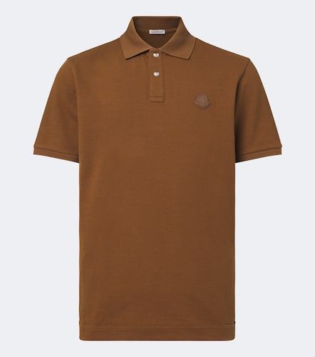 Polo en coton piqué et cuir - Moncler - Modalova