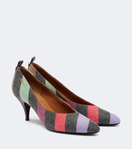 Escarpins Tina en denim à rayures - Versace - Modalova