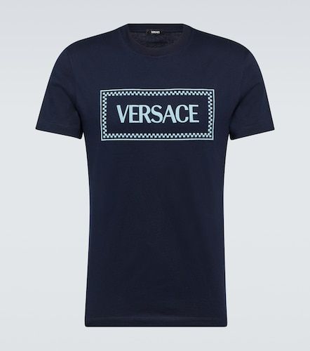 T-shirt en coton à logo brodé - Versace - Modalova