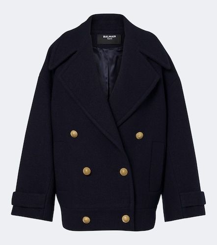 Caban oversize en laine vierge - Balmain - Modalova