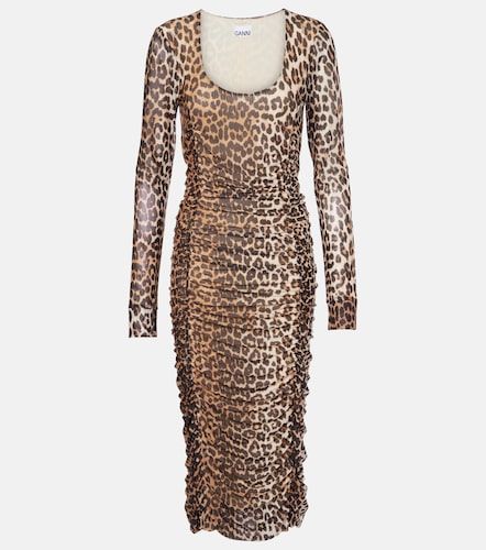 Robe midi à imprimé léopard - Ganni - Modalova