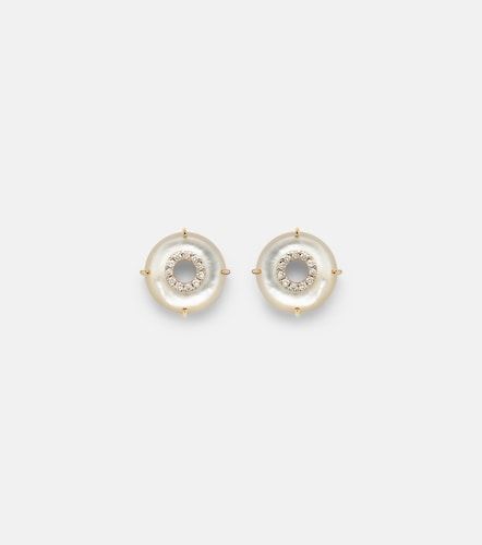 Boucles d’oreilles en or 14 ct (585/1000) avec diamants et perles - Mateo - Modalova