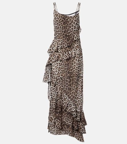Robe longue en soie à motif léopard - Jacques Wei - Modalova
