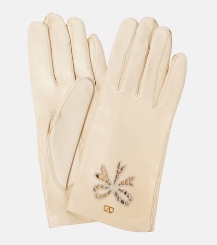 Gants VLogo Signature brodés en cuir - Valentino Garavani - Modalova