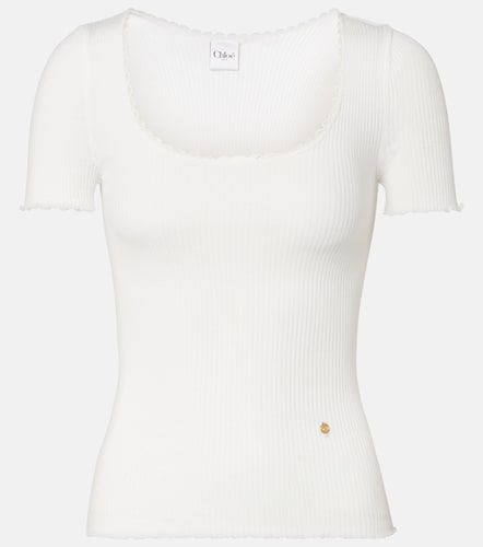 Chloé T-shirt en coton et dentelle - Chloe - Modalova