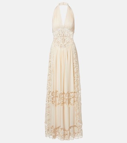 Robe longue en soie et coton mélangé - Elie Saab - Modalova