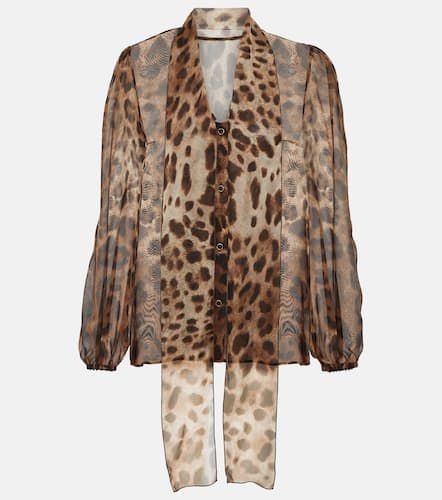 Blouse en soie à motif léopard - Dolce&Gabbana - Modalova