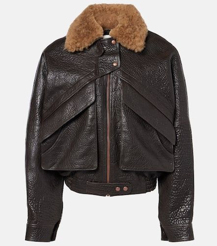 Veste raccourcie en cuir et shearling - Magda Butrym - Modalova