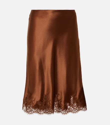 Mini-jupe en satin de soie et dentelle - Saint Laurent - Modalova