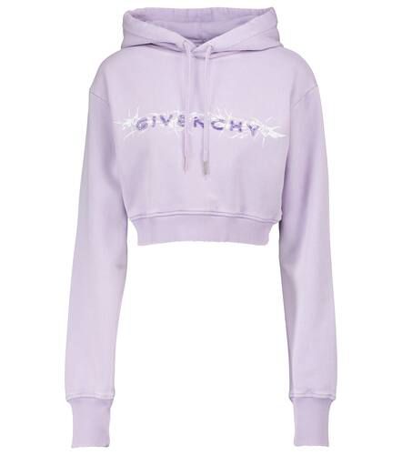 Sweat-shirt à capuche raccourci en coton à logo - Givenchy - Modalova