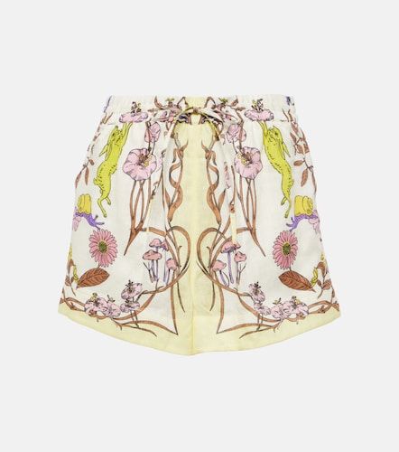 Short taille haute en lin à imprimé floral - Tory Burch - Modalova