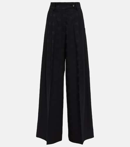 Pantalon ample en laine mélangée à logo - Dolce&Gabbana - Modalova