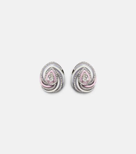 Boucles d'oreilles Oceane en or blanc 18 ct, émail et diamants - Kamyen - Modalova