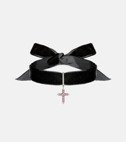 Choker en or 14 ct (585/1000) avec saphirs et diamants - Mateo - Modalova